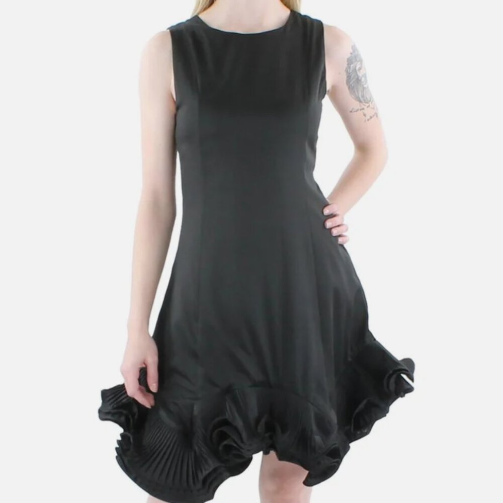 BLACK GRACIA RUFFLE HEM DRESS, MEDIUM